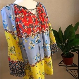Figueroa & Flower Prairie Floral Bright Blouse S